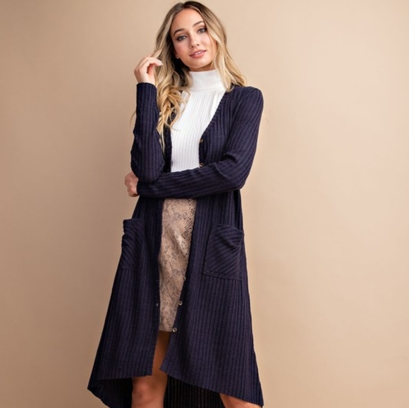 BOGO FREE! Navy ribbed long cardigan - Picture 5 of 8